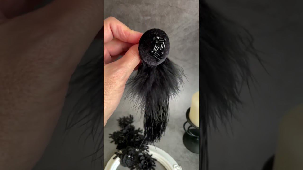 «НУАР». Брошь-эполета. Бархат, перья, бахрома. #бархатнаяброшь #эполет смотреть онлайн