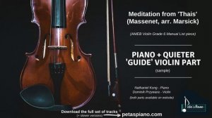 Meditation from 'Thais' (Massenet, arr. Marsick) - Piano + Quieter 'Guide' Violin Part (sample)