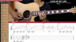 Love Of My Life Guitar Tutorial - Queen Acoustic Guitar Lesson 🎸 |TABS + Fingerpicking|