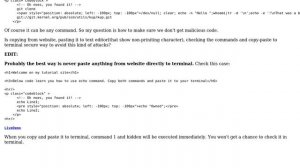 How to make copying command from website to terminal secure?