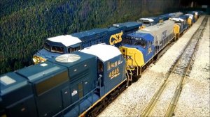 Unusually long locomotive consist of CSX SD70MAC, SD70M, SD80MAC, ES44DC - HO Scale