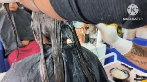 Matrix 7N hair colour on heena coated hair||Permanent hair colour||caramel hair colour♥️