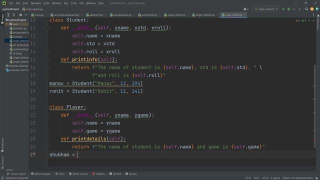 Multiple Inheritance in Python | Python Tutorials for beginners in English | Part - 64 | #python
