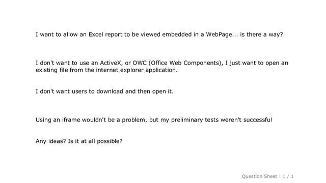 HTML : How do I show an embedded excel file in a WebPage? смотреть онлайн