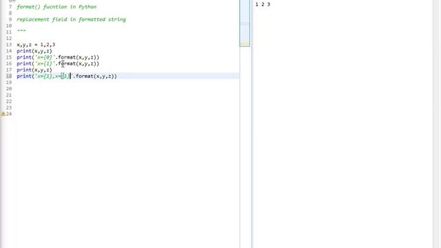 Learning python || format() function