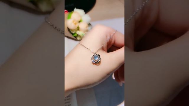 Women's Fashion Sterling Silver Hollow Planet Crystal Pendant Necklace