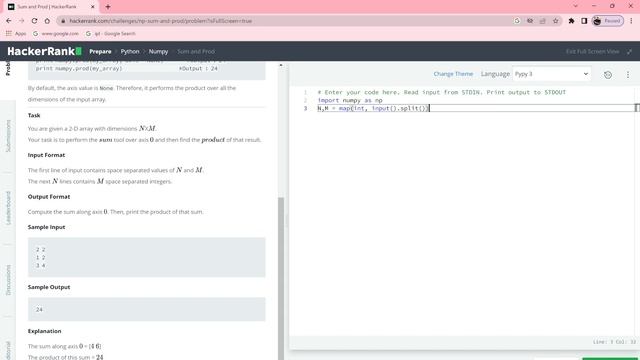 Sum And Product in Hindi || NumPy || HackerRank || Python Programming || Rajnish Chaurasia