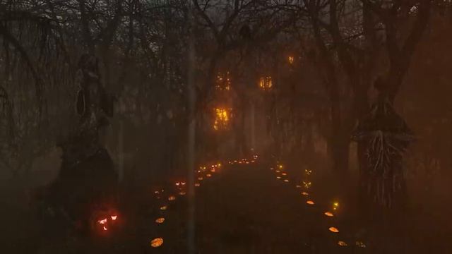 Spooky Halloween Ambience - Haunted House | Rain Sounds & Thunder Sounds смотреть онлайн
