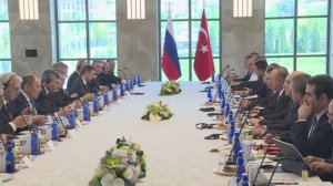 Протокольная съемка начала встречи С.Лаврова с мининдел Турции М.Чавушоглу, Анкара, 8 июня 2022 г.