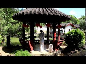 Годзю Рю каратэ-до. Geksai dai ichi kata in the Chinese park in Okinawa,2017. Sensei Aleksandr Grib