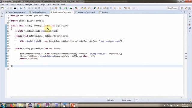 Spring - Calling a stored function using SimpleJdbcCall | Spring JDBC tutorial | Spring JDBC