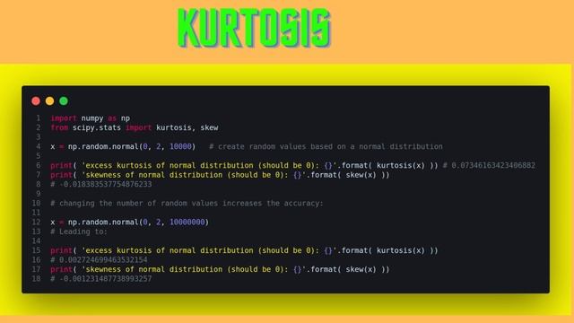 Kurtosis in #Python | Statistics | Data Science | Machine Learning