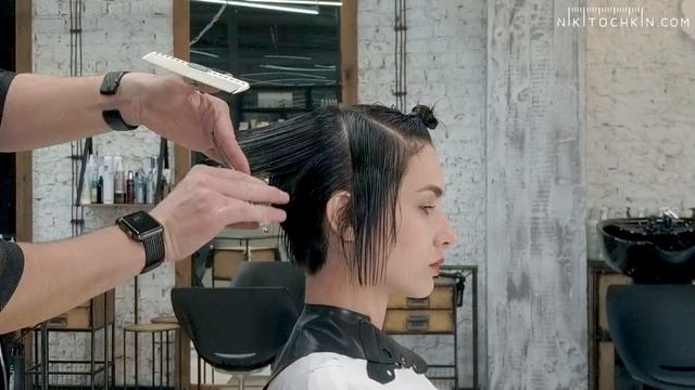 HOW TO CUT A SHORT BOB HAIRCUT tutorial with hair cutting techniques - NIKITOCHKIN