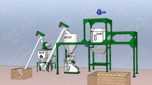 1-2 тонн в час Линия по производству кормов (3D-схема внутренней структуры)