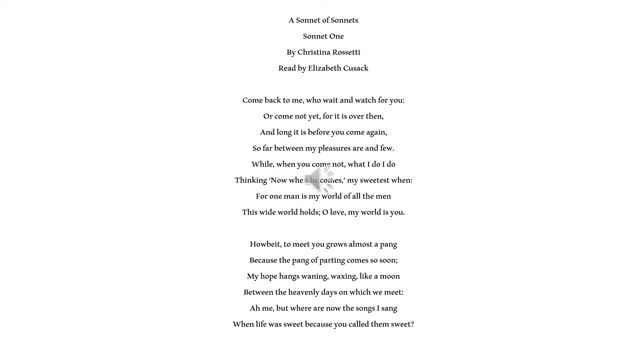 A Sonnet of Sonnets by Christina Rossetti, Sonnet #1 Read by Elizabeth Cusack смотреть онлайн