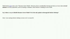 Is there any way to disable "resource saver mode" in Docker desktop?