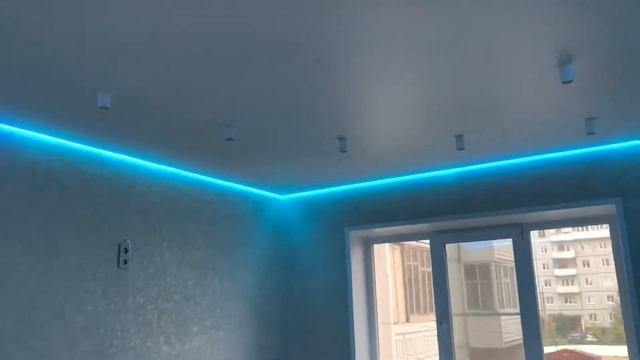 Натяжной потолок. Северодвинск. Парящий профиль с подсветкой. смотреть онлайн