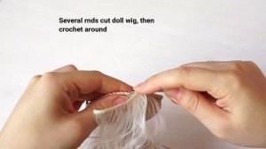 How to crochet DOLL WIG into head - Как ввязать трессы в голову кукле