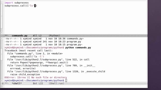 How to use system commands in Python with subprocess module and call function