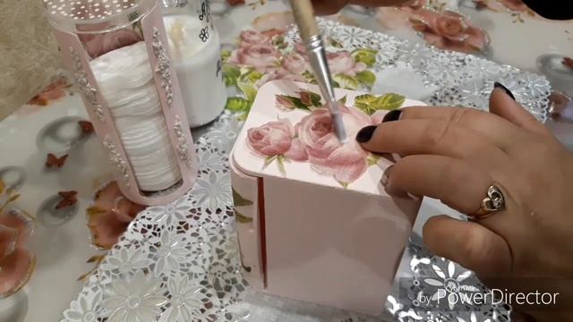 Фикспрайс переделка. Органайзер для ватных палочек. Декупаж. Дополнение // Decoupage