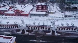 Речной и железнодорожный вокзалы в Перми с высоты птичьего полета