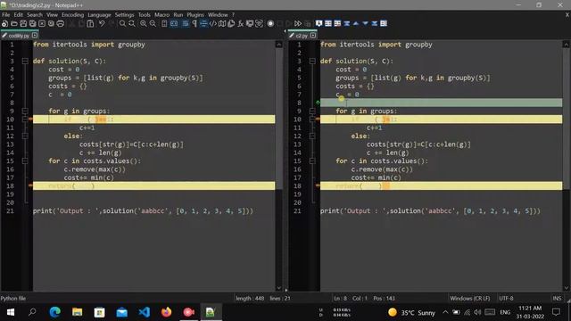 How to compare code files in notepad plus plus