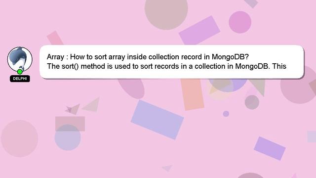 Array : How to sort array inside collection record in MongoDB? смотреть онлайн