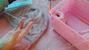 Вязание.Шапка и бактус из пуха норки ?