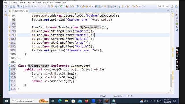 Sorting In TreeSet in Java C //9-02-2023 смотреть онлайн