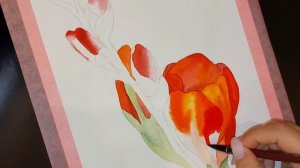 Цветок Фрезия акварелью