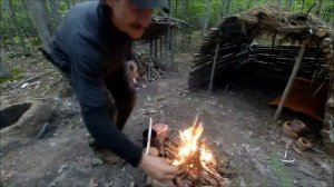 Longhouse Overnight Bushcraft Camp: Rebuilt Woodshed, Grilled & Charred Steak, Renovation Ideas