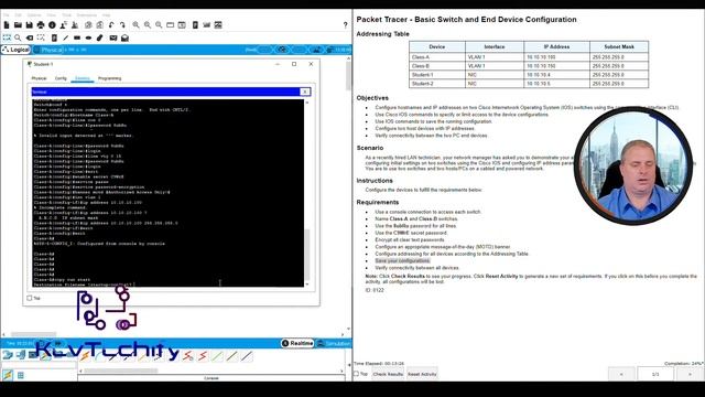 Basic Switch and End Device Configuration Example - Lab 2.9.1 - CCNA - KevTechify | vid 5 смотреть онлайн