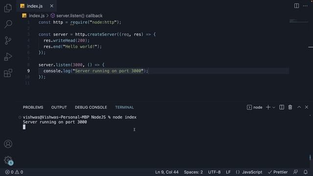 Node.js Tutorial - 31 - Creating a Node Server