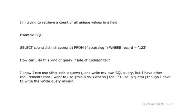 MySQL : CodeIgniter: How To Do a Select (Distinct Fieldname) MySQL Query