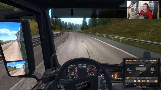 Уснул за рулём MAN Euro Truck Simulator 2. Thrustmaster T300 RS gameplay смотреть онлайн