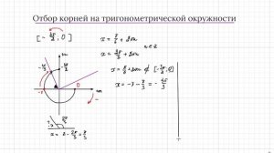 12 задание Тригонометрические уравнения | Профиль ЕГЭ| отбор корней на отрицательном интервале
