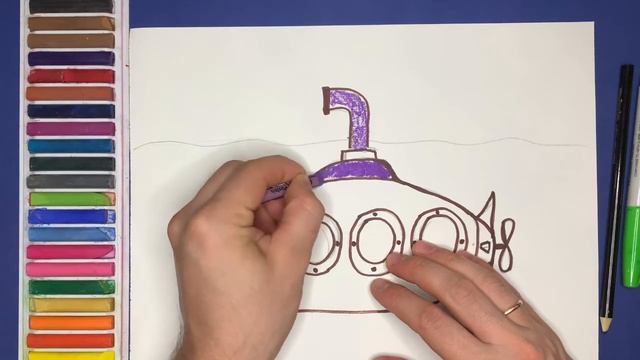 Как нарисовать Подводную Лодку| Рисование для детей смотреть онлайн