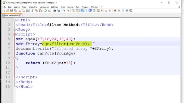 Filter method  | array filter method es6