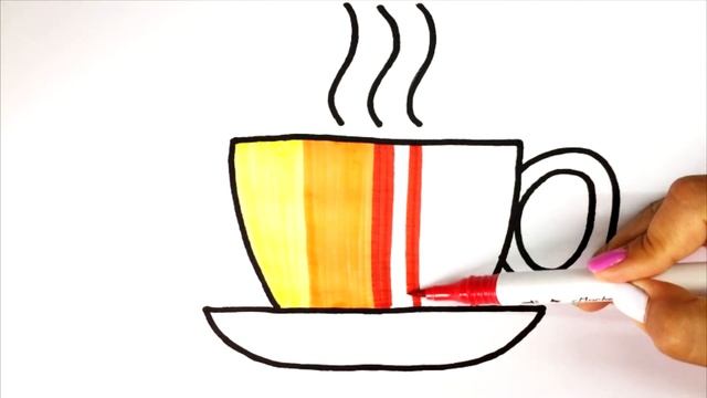 How to draw a cup of coffee / Как нарисовать чашечку кофе / Сурет салу бір кесе кофе