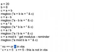 VBScript 2 Arithmetic operations