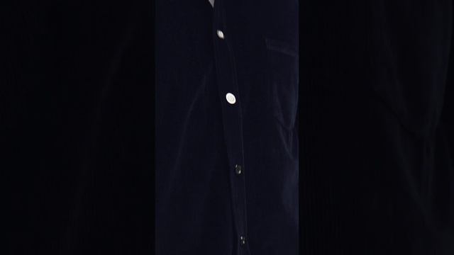 Рубашка из вельвета темно-синего цвета с акцентным воротником смотреть онлайн