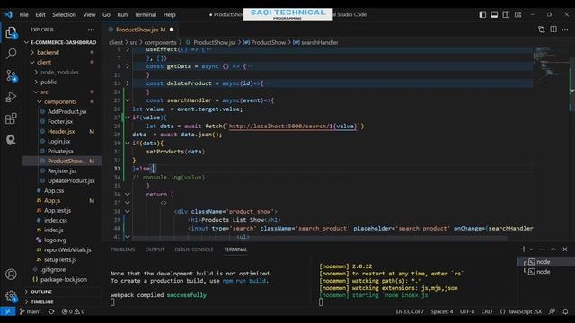 Lecture # 34 MERN Stack Project Integrate Search API Frontend  #reactjs #nodejs #mongodb #api #node