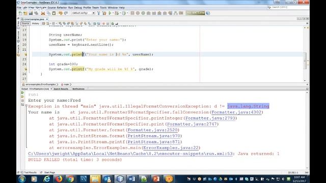 Java trouble shooting - IllegalFormatConversionException and "no suitable method found for print()" смотреть онлайн