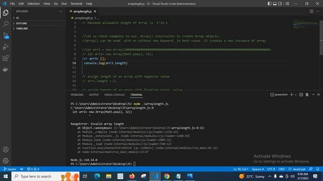 RangeError Invalid array length  Array size is not a small enough positive integer javascript fixed