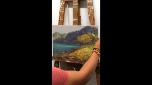 Landscape Oil Painting timelapse of Lake Holon Camp Site by Emmanuel Nim