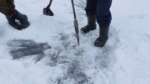 Современный способ установки сетей под лёд, часть 2.Супер пешня.