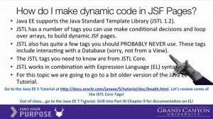 JSF tags in a web page