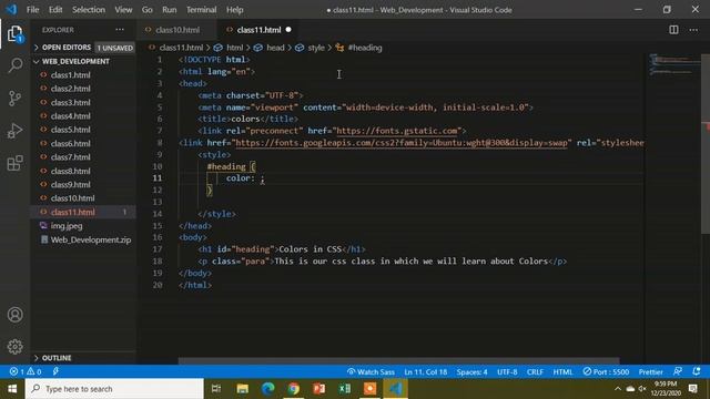Color Property in CSS | Colors & Opacity in CSS | Complete Web Development Course Class 11 in Hindi