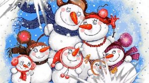 Новогодний футаж-переходы "Снеговики в снежинках"/хромакей