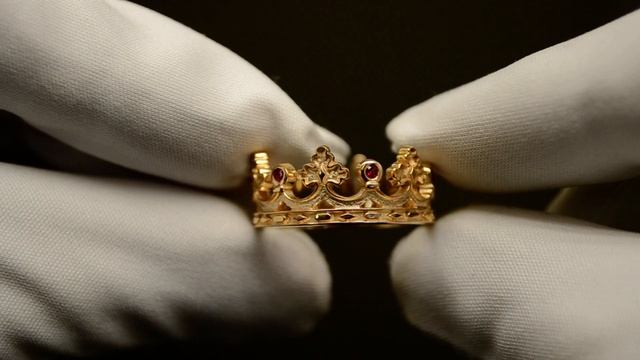 Золотое мужское кольцо на заказ в виде короны с рубинами смотреть онлайн